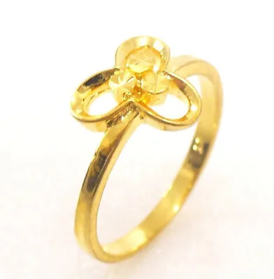 Womens Lady Charm Ring Size L M P Q 24K Yellow Gold Plated Clove Flower UK • £12.77