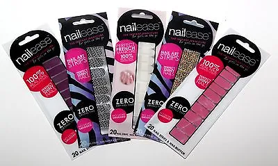 NAILEASE Instant Stick On Manicure Nail Art Polish Strips Wraps Various Colours • £4