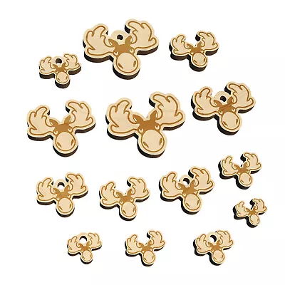 Grumpy Moose Head Mini Wood Shape Charms Jewelry DIY Craft • $9.99