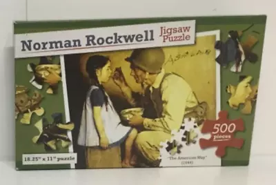 Norman Rockwell Jigsaw Puzzle 500 Pieces 18.25x11in Amercian Way Classic NIB • $4.99