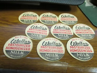 9 New Castle PA. Wallas Dairy 56mm (1 11/16 ) Milk Bottle Caps (cover Inserts) • $2.99