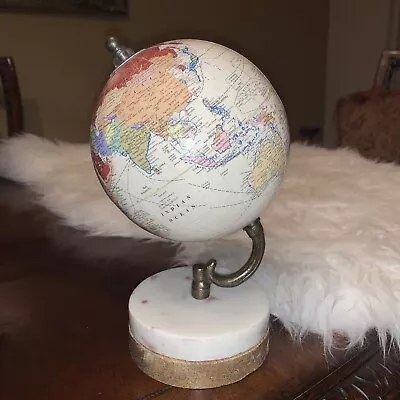Miniature Decorative Globe Brown Wood Base On Marble • $29.99