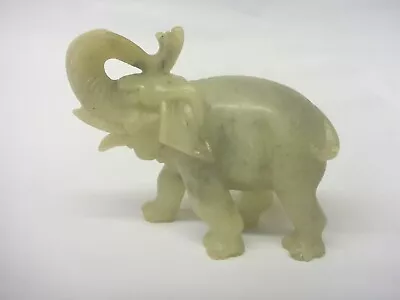 Vtg Chinese Hand Carved Soapstone  Elephant Trunk Up Figurine 3  H NEW Old Stock • $15.88