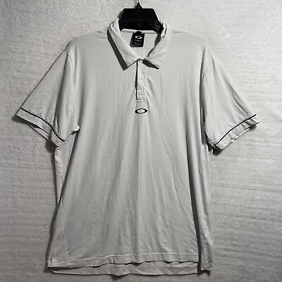 Oakley Performance Golf Polo Shirt Men Large Solid White Short Sleeve Polyester • $9.50