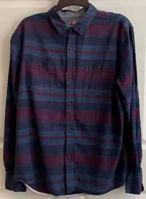 Modern Amusement Striped Long Sleeve Button Down Shirt Blue-Size L • $15.99