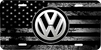 Volkswagen Black Logo Gray American Flag Vehicle License Plate Car Tag .040 Ga • $22.95