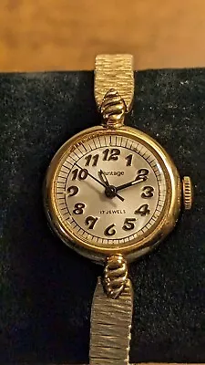 Ladies Vantage 17 Jewels Watch With Kreisler 10k Gold Plated Band Vintage Works • $13