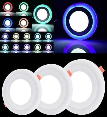 Dual Color RGB LED Ceiling Panel Light Recessed Downlight Spot Lamp Ultraslim UK • £7.91
