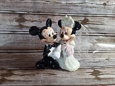 Mickey Minnie Wedding Dress Cake Topper Figures Ceramic Groom Bride • $25