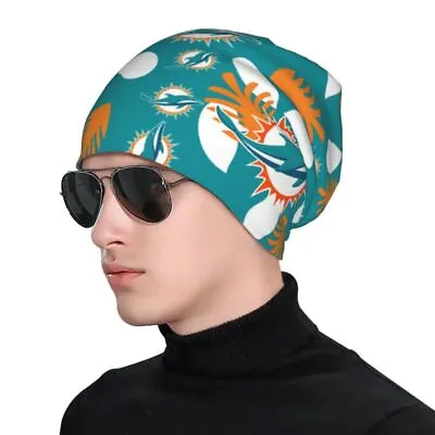 Miami Dolphins Elastic Knitted Hat Adult Knitted Pullover Cap Reversible Print • $9.39