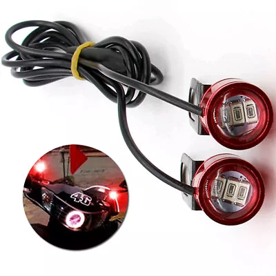 2pcs DC 12V Motorcycle Rearview Mirror Eagle Eye 3 LED Flash Strobe Lights Red • $7.89