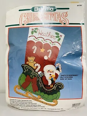 New Bucilla Felt Stocking Kit 18'' Santa's Surprises 82729 Sequin Vintage • $23.99