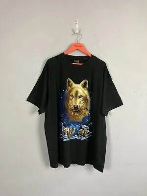 Vintage Mr Big Outfitters Graphic T-Shirt Black Size 4XL Wolves 90s Unisex • $21.15