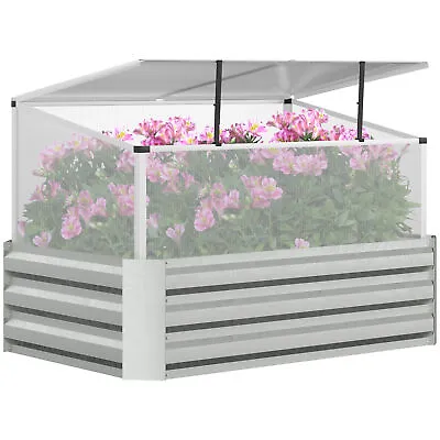 Outsunny Mini Greenhouse And Planters Raised Beds For Garden With Cold Grame • £55.99