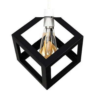 Easy Fit Ceiling Light Shade Matt Black Cube Puzzle Pendant Lampshade Shade • £19.99