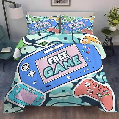 Gamer Comforter Set For Boys Full Size 3 Piece Gamer Bedding Sets Video Game ... • $27.62