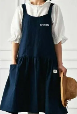 Cotton Linen Cross Back Apron With Pockets For Cooking Baking Painting Gardening • £18.99