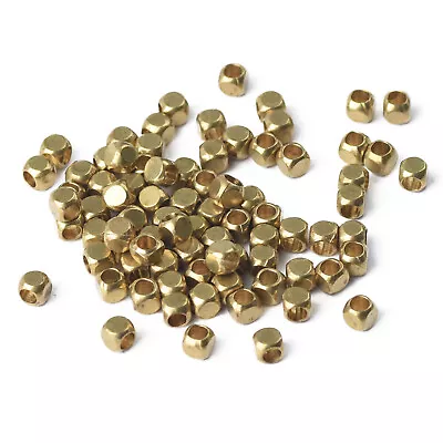 2mm 3mm 4mm 5mm 6mm Cube Solid Brass Metal Light Gold Loose Spacer Beads • $3.79