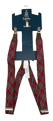 Wembley Men's Red Tartan Plaid Suspenders Fits S - XL • $16.49