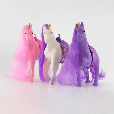 Unicorns In Stable Play Set Figures Set Of 3 Large Flocked Play Magic Horses Toy • £14.29