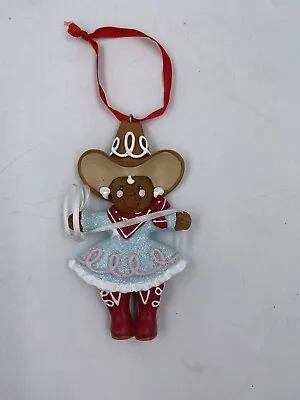 Gingerbread Cowgirl Christmas Ornament Glitter Dress Cowboy Hat Lasso Western • $9.95