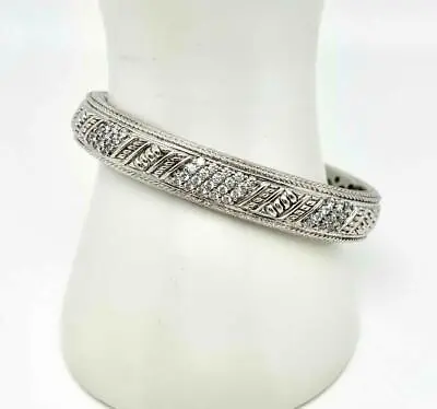 JUDITH RIPKA 925 Sterling Silver Diamonique CZ Hinged Cuff Bracelet 7  • $79.99