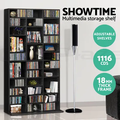 Artiss Bookshelf Display Shelves CD DVD Storage Rack Stand Bookcase Black BERT • $139.95