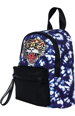 Ed Hardy Blue Mini Backpack Tiger On Tye Dye Unisex Bag Multicolor Pockets New • $28