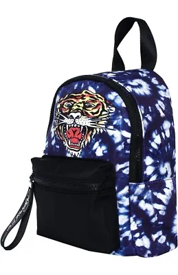 Ed Hardy Blue Mini Backpack Tiger On Tye Dye Unisex Bag Multicolor Pockets • $29