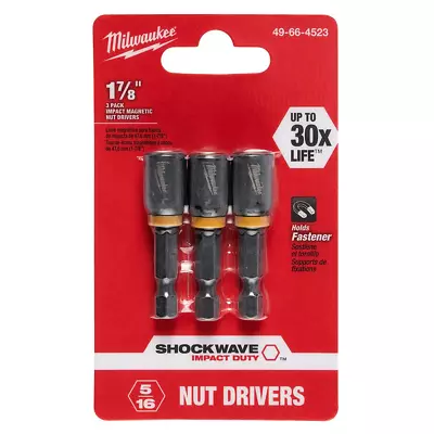 Shockwave Magnetic Nut Driver Bit 5/16  X 1-7/8  Impact Drill Strong (3-Pack) • $9.99