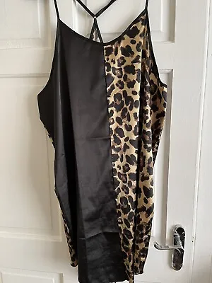 Ladies Leopard Print & Black Negligee Size 2XL Unbranded NWOT • £2