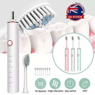 USB Rechargeable Sonic Electric Toothbrush 6 Modes W/ 8 Replacement Brushheads C • $13.98