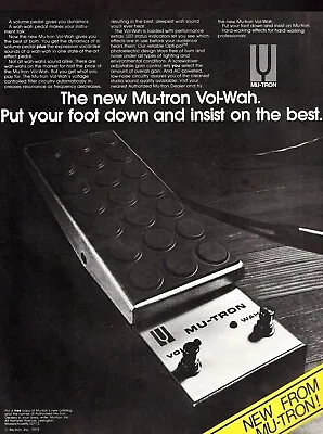 Vtg 70s MU-TRON VOL-WAH PEDAL MAGAZINE PRINT AD Volume Wah Guitar Effect Pinup • $9.99