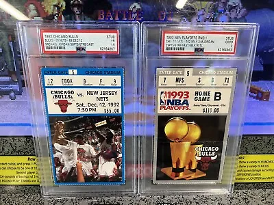 2 Michael Jordan PSA Ticket Stubs: 92 Bulls-Nets 38 Pts & 93 Bulls-Hawks Round 1 • $249