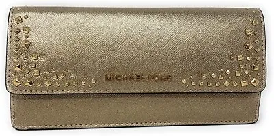 Michael Kors Women's Giftables Stud Leather Flat Walletpale Goldnew • $117