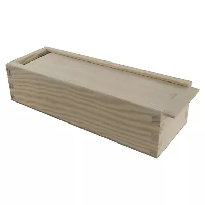 £10.95 • Buy Wooden Pencil Box Case Holder With Sliding Lid / Craft Art School Desk Organiser