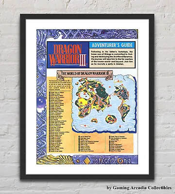 Dragon Warrior III Map Nintendo NES Glossy Promo Ad Poster Unframed G4904 • $14.98