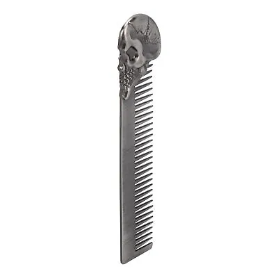 (Silver)Pocket Beard Comb Zinc Alloy Skull Pattern Hair Styling Mustache • $7.98