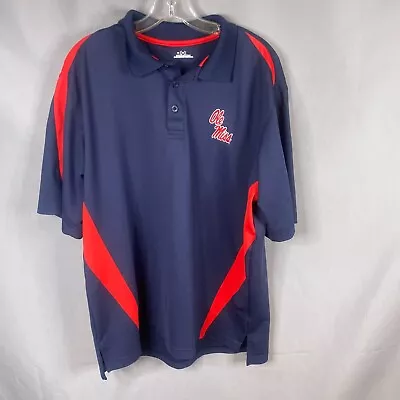 Ole Miss Rebels Polo Shirt Mens Large Under Armour Blue Collared Casual NCAA • $23.97