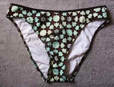 Freya Mint/brown Floral Print Bikini Swim Bottom Size Uk L Bnwt • £14.99