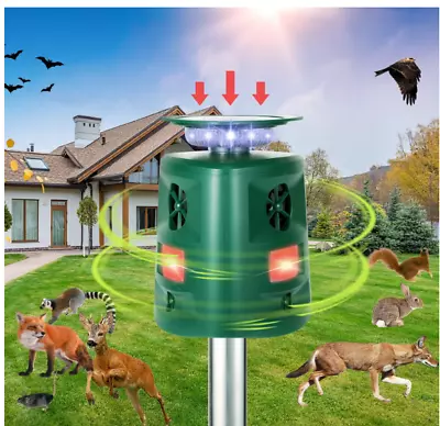 Animal Repeller Ultrasonic Sensor 360° Solar With Flashing LED Lights Waterproof • $19.99