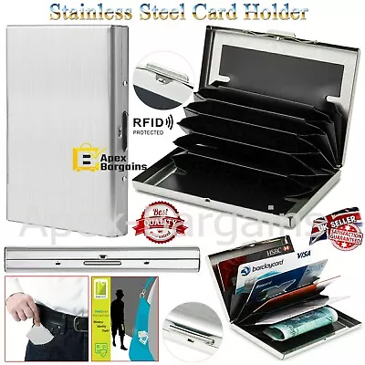 £4.15 • Buy Aluminum Metal Slim Anti-Scan Credit Card Holder RFID Blocking Thin Wallet Case