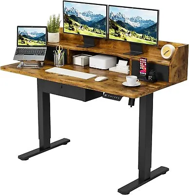 Electric Standing Desk W/Triple Drawers Adjustable Height Stand Up Desk 48x24  • $137.99