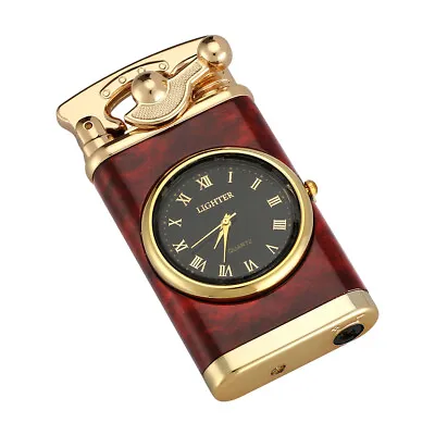 Galiner Vintage Windproof Cigar Lighter Metal Butane Gas Lighter With Clock Red • $18.99