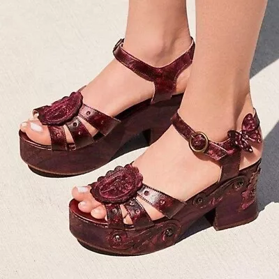 Free People X Anna Sui X Bed Stu Butterfly Cutout Floral Leather Clogs • $300