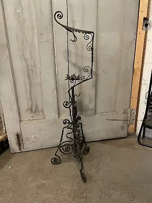 Vintage Hand Forged And Applied Wrought Iron And Steel Kettle Stand Arts Crafts • $495