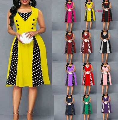 £4.20 • Buy Women Vintage 1940s 50s Rockabilly Evening Party Summer Swing Dress Plus Size UK