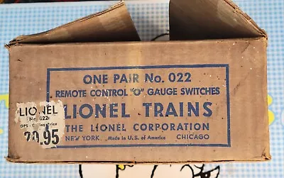 LIONEL  ONE PAIR No. 022 REMOTE CONTROL '0' GAUGE SWITCHES Original BOX • $22