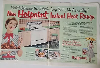 1953 Hotpoint Electric Kitchen Stove Vintage Pink Green Design Ad • $9.99