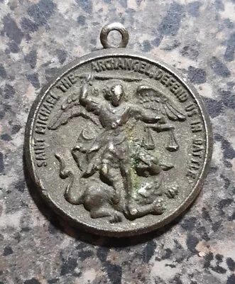 Vintage Saint Michael The Archangel Defend Us In Battle St. Christopher Medal • $100